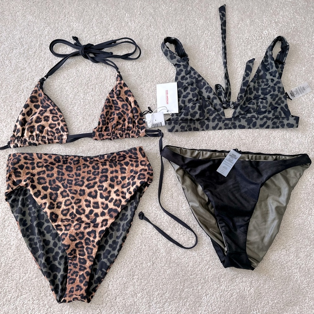 Good American animal print swim suit bundle small top medium bottom